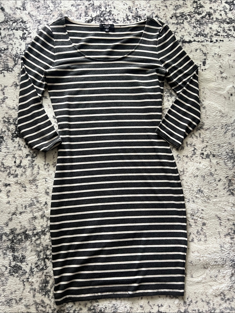 Premise Black & White Striped Midi Dress